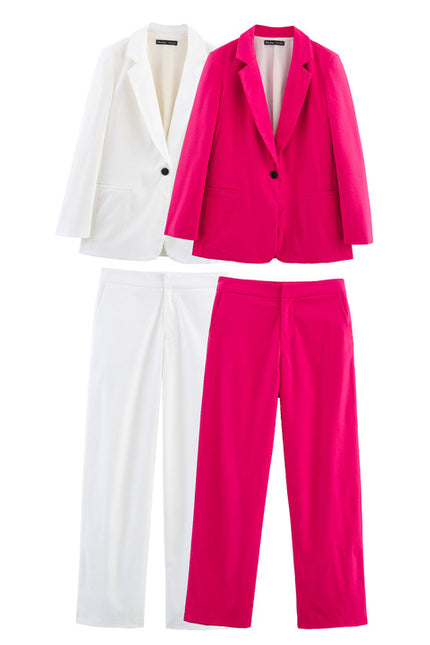 2 Colorway Single Button Solid Color Long Sleeve Notched Collar Casual Fashion blazer Jacket for Women
