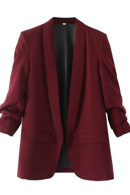 12 Colorway Candy Color Open Stitch Long Sleeve Casual Fashion Women Blazer