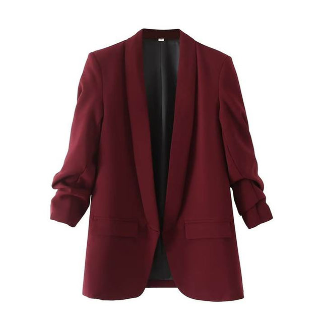 12 Colorway Candy Color Open Stitch Long Sleeve Casual Fashion Women Blazer