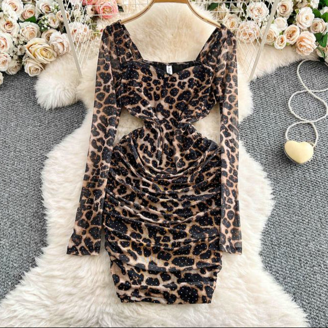 Francês Floral Praça Pescoço Vestido de Manga Longa Mulheres Verão Plissado Bainha Vestidos