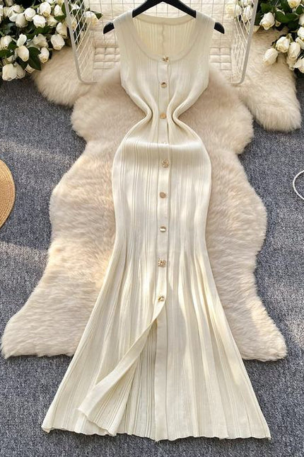 Small Fragrance of Advanced Sense Sleeveless Knit Hip Dress