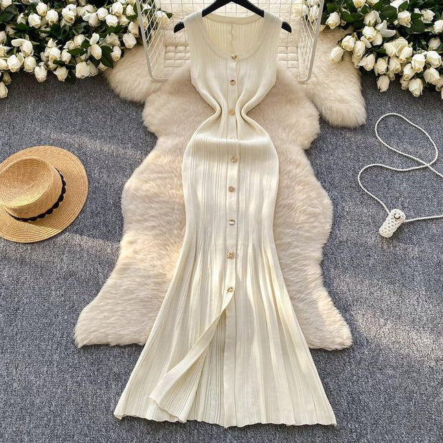 Small Fragrance of Advanced Sense Sleeveless Knit Hip Dress
