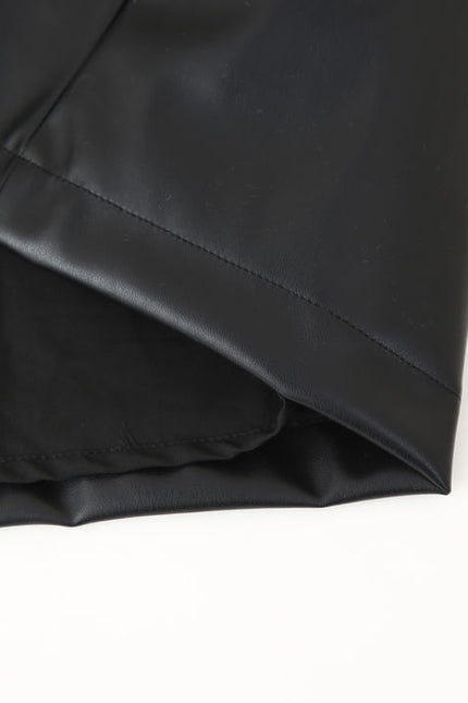 Shoulder Strap Beading Black Color Sleeveless Casual Fashion PU Leather Mini Dress for Ladies
