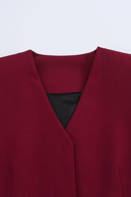 V Neck Red Color Hot Sale Casual Fashion Waistcoat Vest for Women