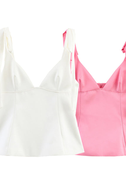 2 Colorway Shoulder Strap Solid Color Lace up Hot Sale Casual Fashion Women's tank Tops