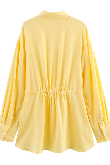 4 Colorway Buttons up Long Sleeve Turn Down Collar Casual Fashion Tops Blouse for Women