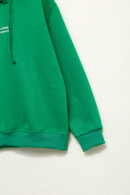 Letter Embroidery Long Sleeve Green Color Casual Fashion Women Sweatshirt Hoodie