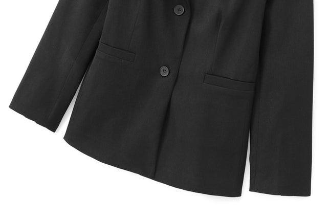 Notched Collar Single Breasted Long Sleeve Black Color Casual Fashion blazer Jacket for Women