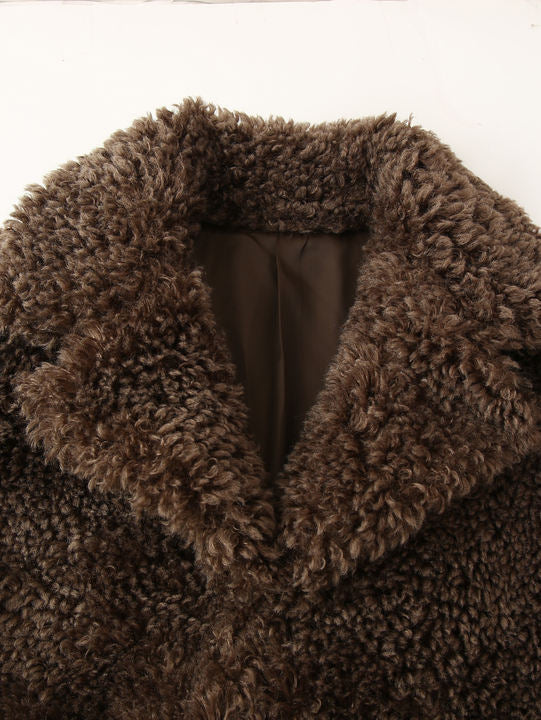 Brown Color Long Sleeve Notched Collar Hot Sale Casual Fashion Winter Jacket for Women