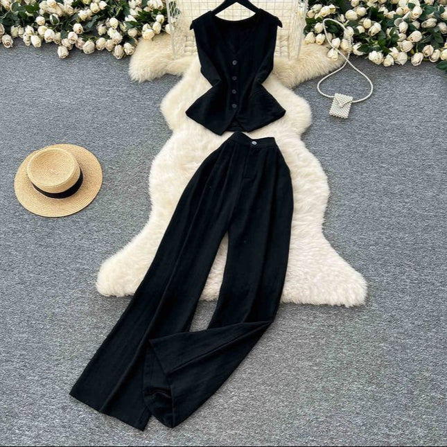 Women Tank Top 2 Piece Suit Summer Cotton Linen Two Piece Women's Set Outfits