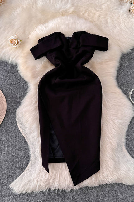 Moda feminina New Arrivals Sexy One Neck Strapless Slim Split Vestidos Vestidos