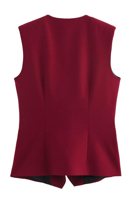 V Neck Red Color Hot Sale Casual Fashion Waistcoat Vest for Women