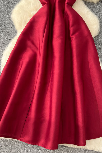 2024 New Design Sense Backless Retro Solid Color Women's Casual Dress Prom Dress