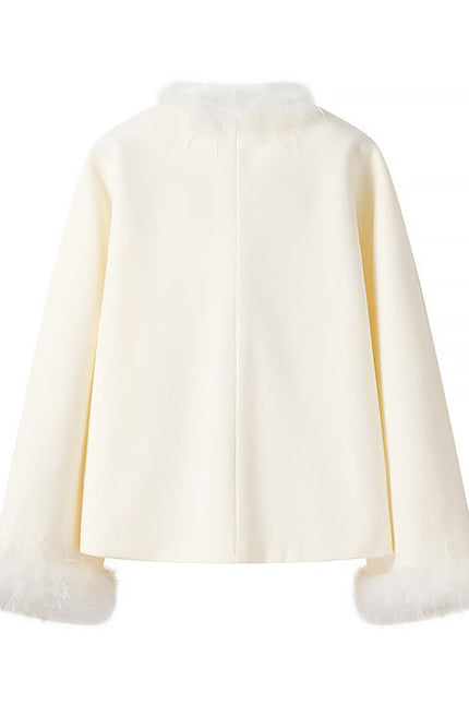 2 Colorway Crew Neck Long Sleeve Single Breasted Solid Color Feather Casual Fashion Winter Jacket for Women