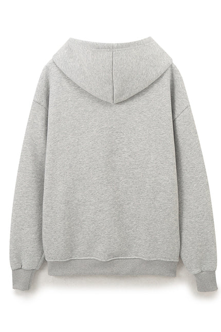 Letter Print Front Pockets Hooded Gray Color Long Sleeve Casual Fashion Women Sweatshirt Hoodie