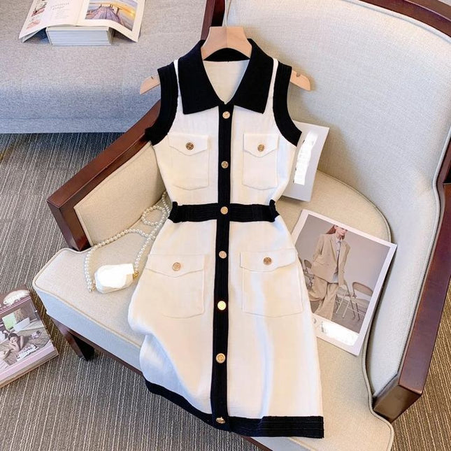 Fashion Style Black and White Women Mini Dress Jacquard Casual Summer Ladies Dress