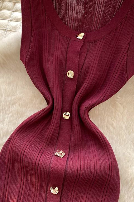 Small Fragrance of Advanced Sense Sleeveless Knit Hip Dress