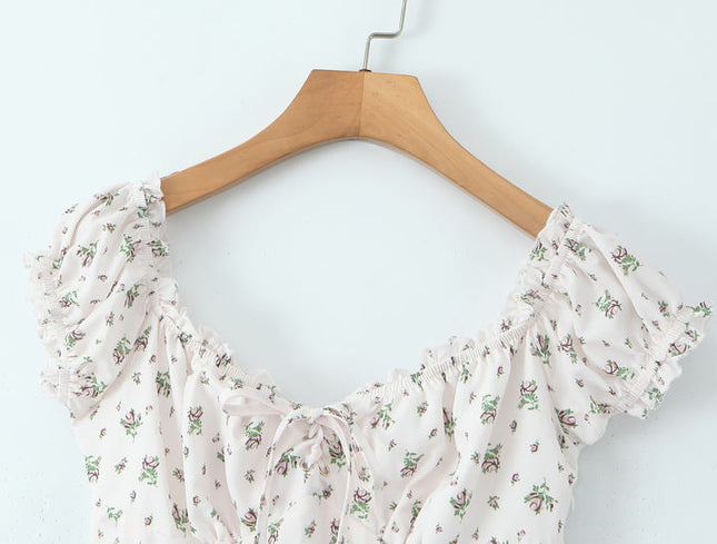 2 Colorway Floral Print square Collar Hot Sale Casual Fashion Mini Dress for Ladies