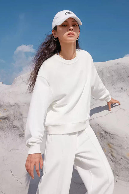 PASUXI New Fashion Round Neck Solid Workout Sets for Women Long Sleeve and Wide Leg Pants Gym Wear Set