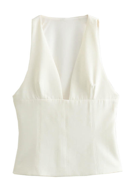 2 Colorway v Neck Zipper Fly Casual Fashion Hot Sale tank Tops for Women