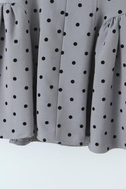 Back Hollow Out Gray Color Polka Dot Print Casual Fashion Summer Mini Halter Dress for Women