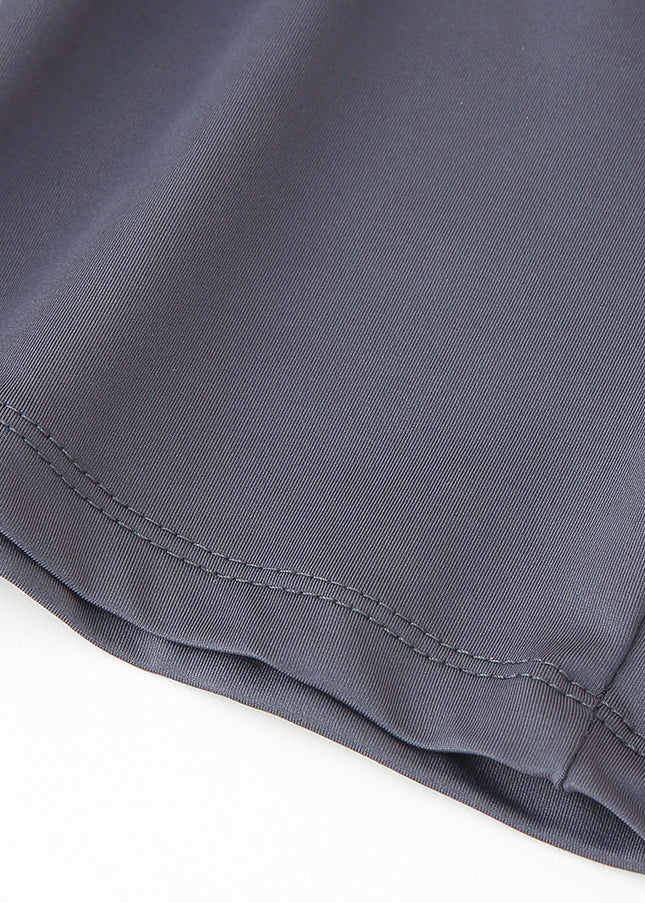 Gray Color Pleated Back Hollow Out Sleeveless Casual Fashion Long Dress for Women