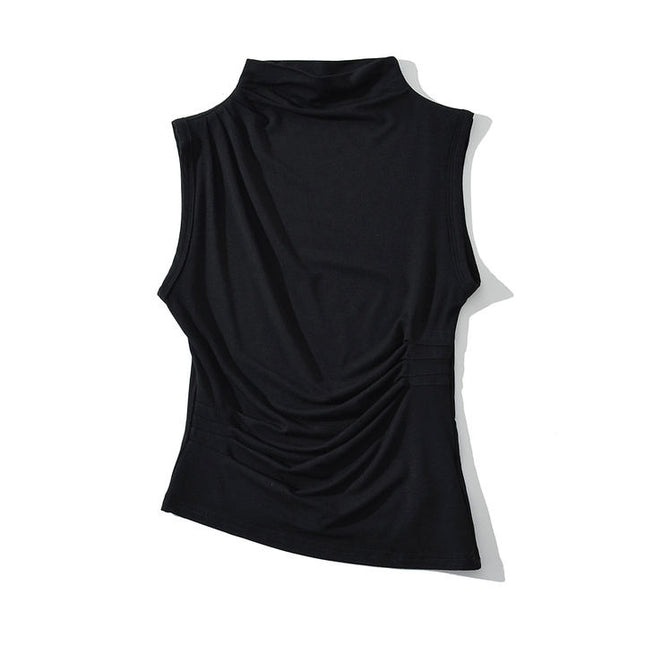 4 Colorway Turtleneck Collar Solid Color Sleeveless Casual Fashion Women's tank Top