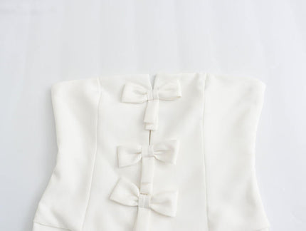 2 Colorway Solid Color Front Bow Tie Strapless Hot Sale Casual Fashion Elegant Women One Piece Jumpsuit