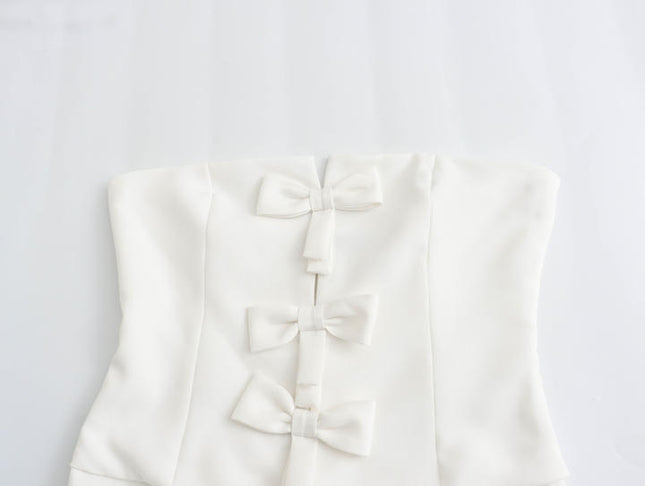 2 Colorway Solid Color Front Bow Tie Strapless Hot Sale Casual Fashion Elegant Women One Piece Jumpsuit
