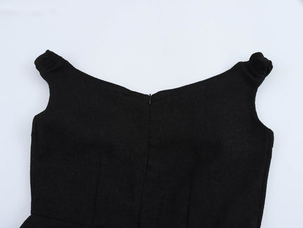 Crew Neck Patchwork Design White Black Color Sleeveless Casual Fashion Summer Long Dress for Women