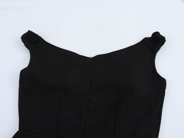 Crew Neck Patchwork Design White Black Color Sleeveless Casual Fashion Summer Long Dress for Women