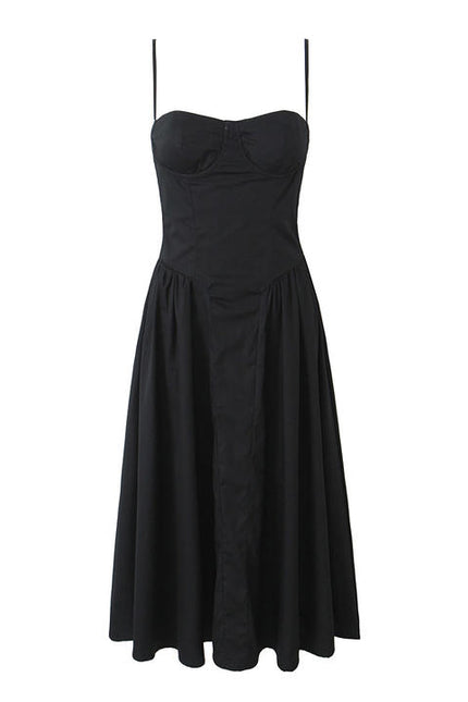 3 Colorway Solid Color Pleated Spaghetti Strap Casual Fashion Ladies Midi slip Dress