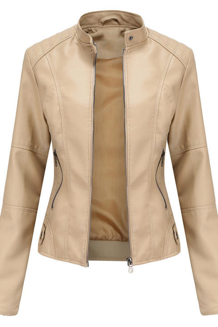 Women Leather Jacket Slim Thin Spring Autumn Biker Large Size Leather Jacket