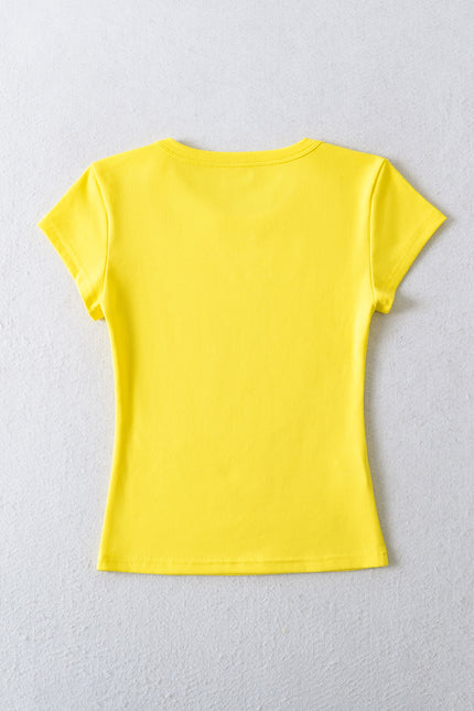7 Colorway Crew Neck Short Sleeve Solid Color Knitted Casual Fashion Summer t Shirt for Women