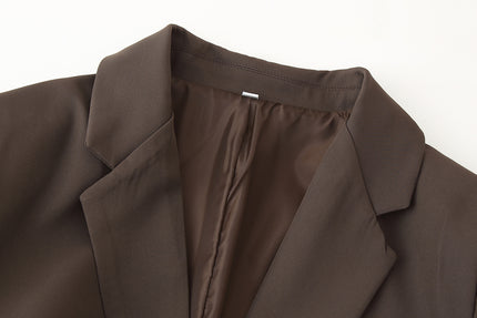 Notched Collar Brown Color Long Sleeve Sashes Hot Sale Casual Fashion blazer Jacket for Women