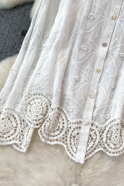 Spring and Autumn Fashion Long Sleeve Stereoscopic Flower Lace Splicing Shirt Women's Casual Tops