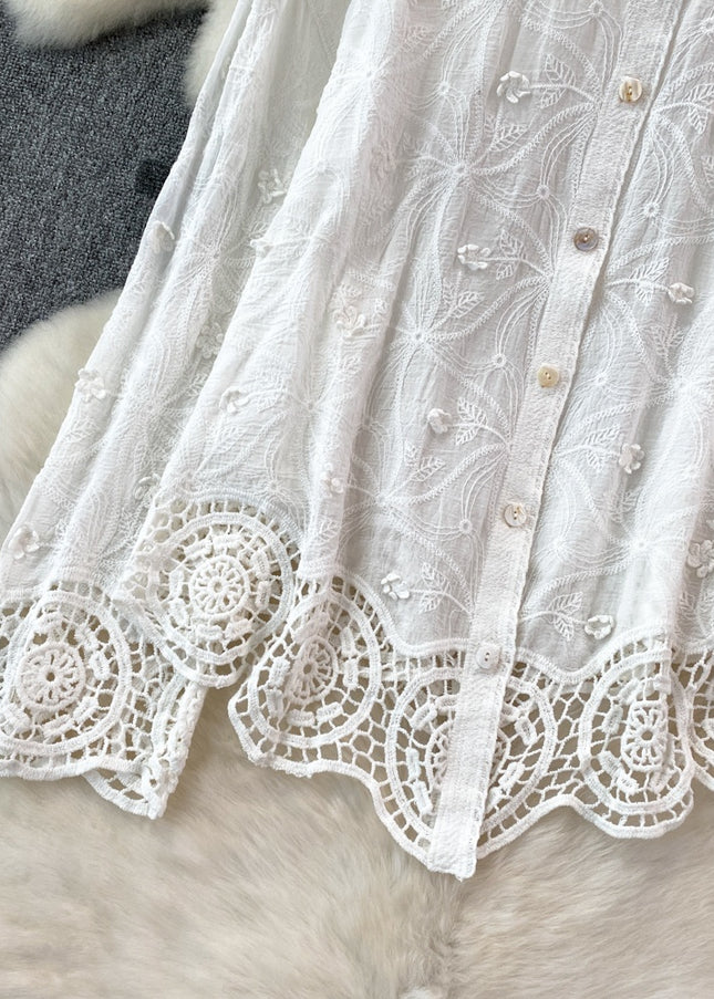 Spring and Autumn Fashion Long Sleeve Stereoscopic Flower Lace Splicing Shirt Women's Casual Tops