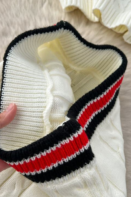 Stylish Casual Chic Style Knitted Top + High Fanny Pack Hip Twist Sweater Skirt Two-Piece Set
