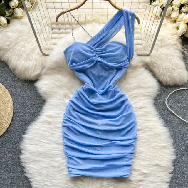 Sleeveless V-neck Summer Halter Mesh High Waist Mini Dress Ladies Sexy Dresses Clothes Women Wholesale