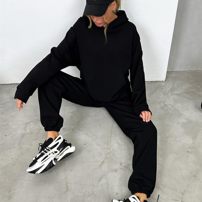 PASUXI OEM Custom Women Tracksuit Set Autumn New Solid Color Casual Pullover Hoodies and Sports Jogger Pants Sets