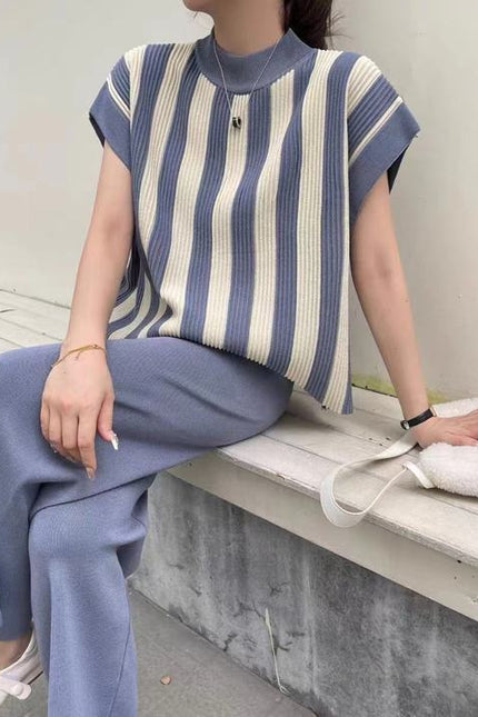 Knitted Fashion Set Women's Top Casual Wide Leg Pants Two Piece Set