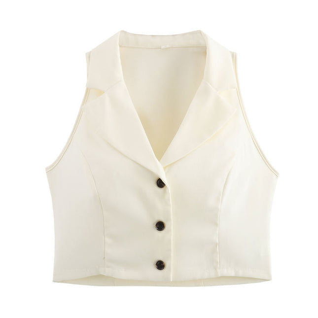 Notched Collar Single Breasted Vest Waistcoat Beige Color Long Skirt Casual Fashion Women 2 Piece Set