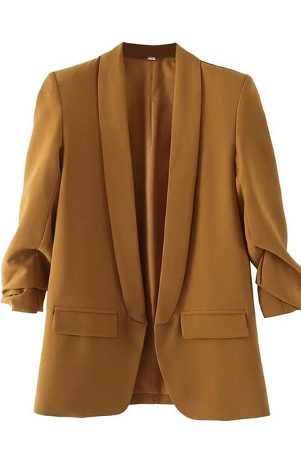 12 Colorway Candy Color Open Stitch Long Sleeve Casual Fashion Women Blazer