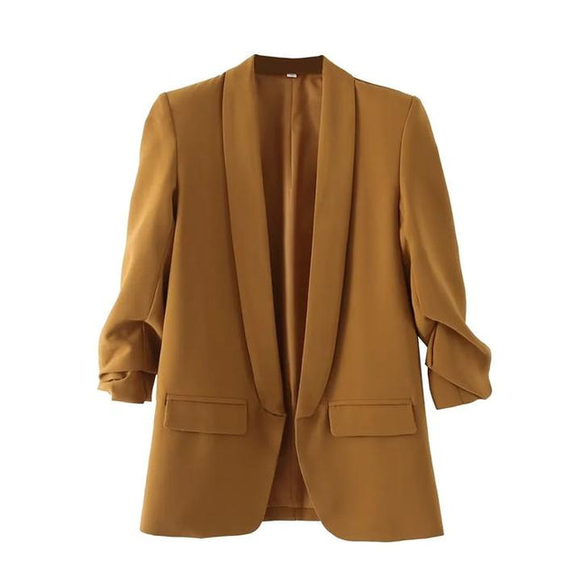 12 Colorway Candy Color Open Stitch Long Sleeve Casual Fashion Women Blazer