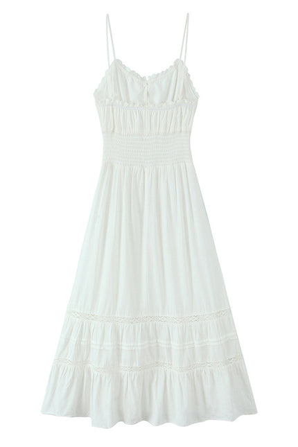 2 Colorway Solid Color Spaghetti Strap Front Lace up Casual Fashion Long slip Dress for Women