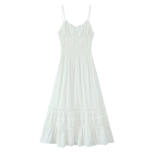 2 Colorway Solid Color Spaghetti Strap Front Lace up Casual Fashion Long slip Dress for Women