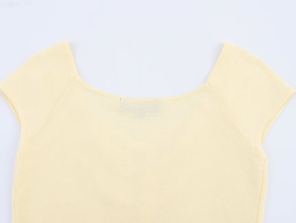 Buttons up Yellow Color Pleated Sleeveless Casual Fashion Women's tank Tops