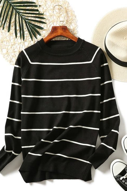 New Style Autumn Winter Women Sweater Striped Vintage Casual Elegant Knit Wear Female Pullovers Tops Korean O-neck Sweaters Lady