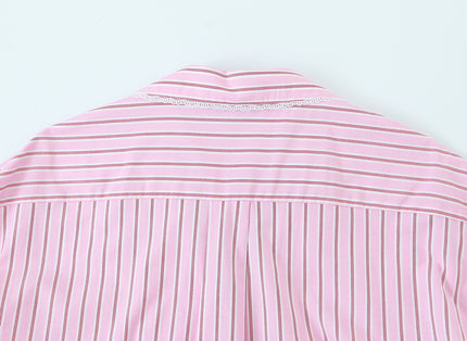 Turn Down Collar Striped Print pink Color Long Sleeve Buttons up Casual Fashion Tops Blouse for Women