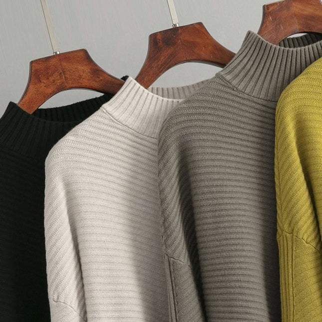 Knitted Custom Sweater Warm Causal Style Turtleneck Sweater Women Sweater